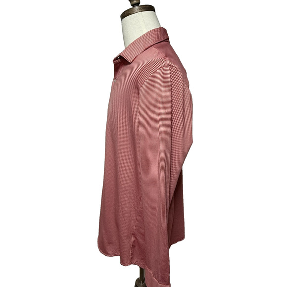 Mizzen + Main Shirt Mens XL Red Trim Fit Traditional Nylon Blend Stretch Preppy - Picture 7 of 10